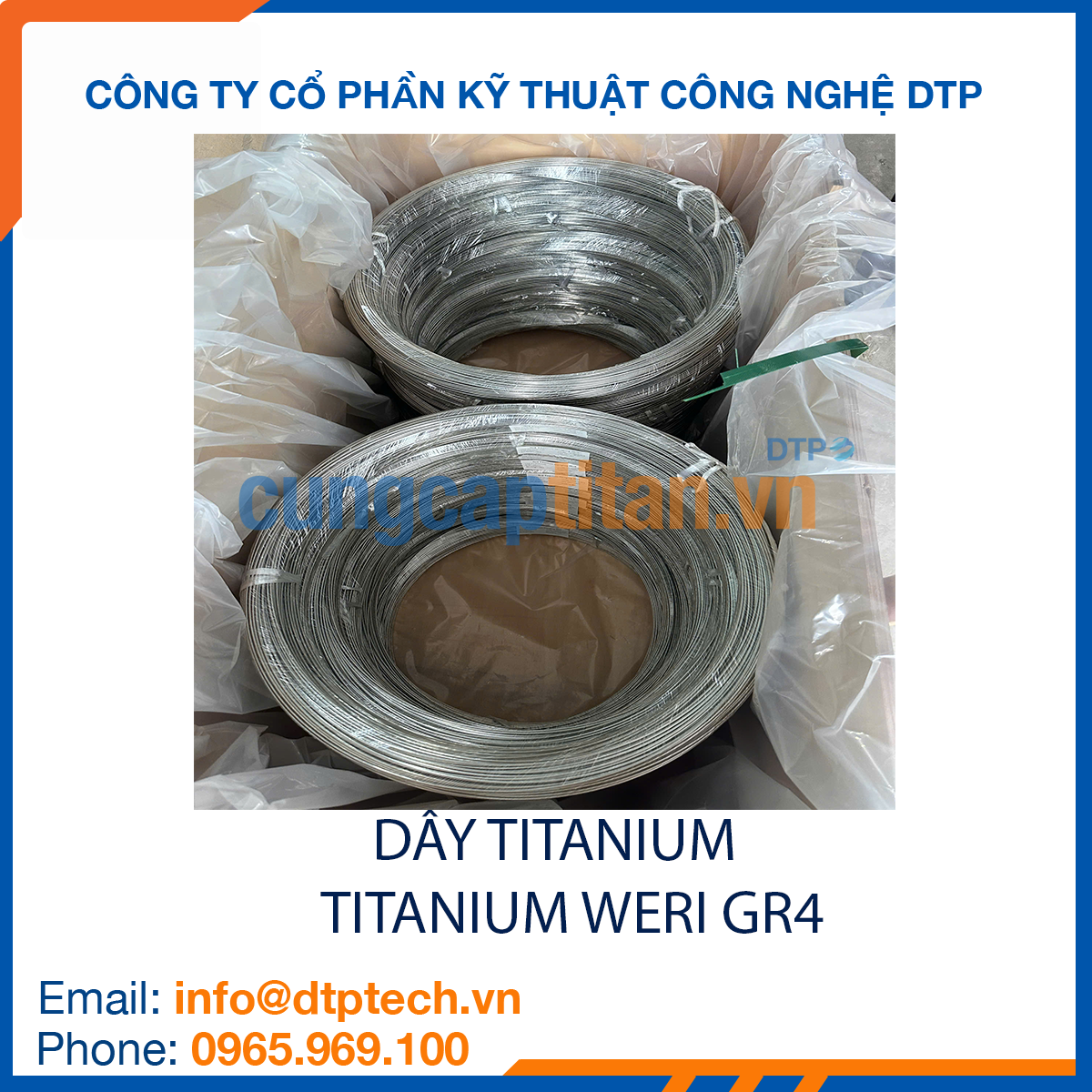 Dây titanium Gr4 độ bền cao, chịu lực tốt, chống ăn mòn trong môi trường hóa chất