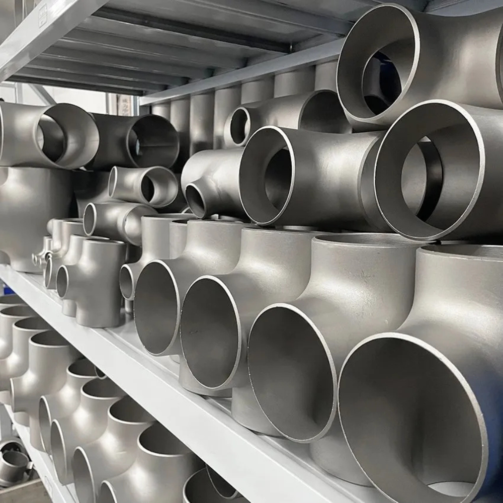 Phụ kiện titanium gồm co tê côn thu nối ren và mặt bích